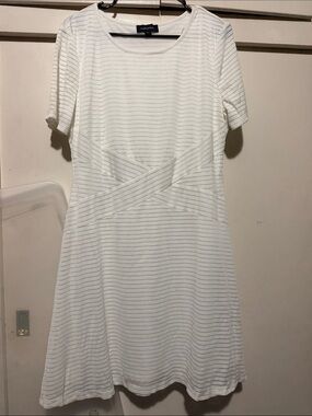 Textured Crisscross Midi Dress in White